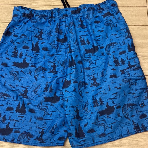 Men's Blue Design Swim Trunks Size L - Picture 2 of 5